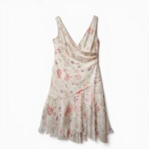 Alex Evenings Petite Floral Silk Blend Beaded Cocktail Dress 8P Fairycore Y2K